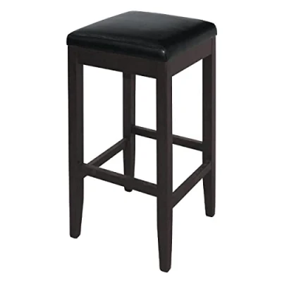 Image of Bolero Faux Leather High Bar Stools (Pack of 2), Black, Seat Height: 760 mm, Birch Wood Frame &amp; Seat, GG648