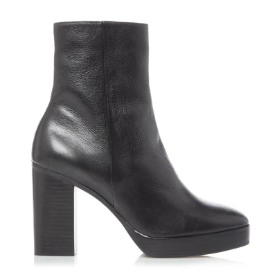 Image of Dune Ladies Pella Platform Leather Ankle Boots Size UK 7 Heel Black