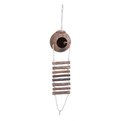 Image of TOPINCN Coconut Shell Bird Nest Natural Breeding Pet Parrot Hideaway House With Rope Ladder for And Small Animal Toy 2 Sizes (#2)