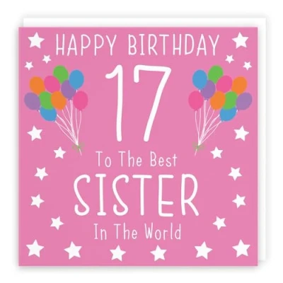 Image of Hunts England Large Sister 17th Birthday Card Happy 17 To The Best In World Iconic Collection 210 x mm Age