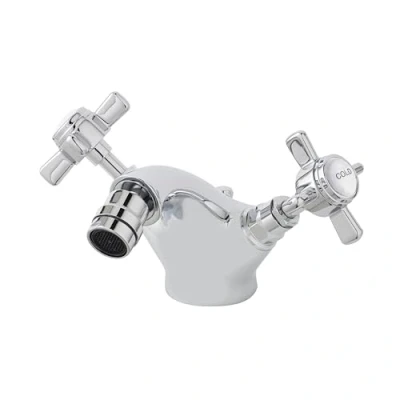 Image of Traditional Crosshead Handle Deck Mounted Bidet Tap with Pop Up Waste Chrome