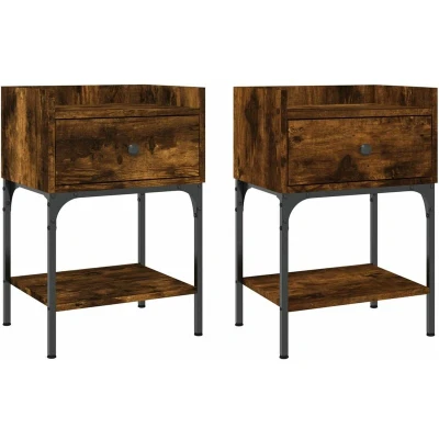Image of vidaXL Bedside Tables 2 pcs Smoked Oak 40.5x31x60 cm Engineered Wood