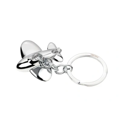 Image of Troika keyring aeroplane JETSETTER taking off cute holiday plane to take off, metal casting incl. chrome plated silver coloured Original