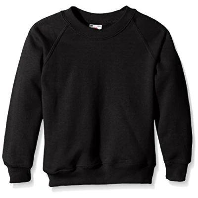 Image of Fruit of the Loom Unisex Kids Raglan Classic Sweater, Black, 5 6 Years (Manufacturer Size:26)