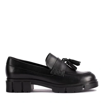 Image of Clarks Teala Loafer Leather Shoes in Black Standard Fit Size 7