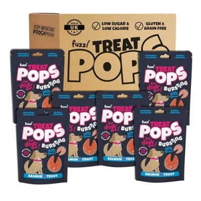 Image of Fuzzl Treat Pops Salmon &amp; Trout Natural Dog Treats 6 x 100g Soft Baked Grain Free Chews Biscuits Training for Small, Medium and Large Dogs