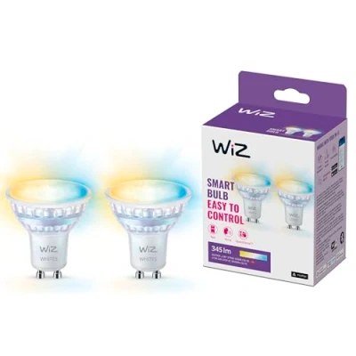 Image of WiZ Smart LED Glass Bulb, GU10, 50W, Shades of White, Connected WiFi Works with Alexa, Google Assistant &amp; HomeKit, App Control for Home Indoor Lighting, Bedroom, Energy Monitoring, 2 Pack
