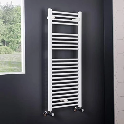 Image of NRG Straight Bathroom Heated Towel Warmer Radiator Rail Rad Central Heating Ladder 1100 x 500mm White