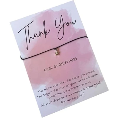 Image of UNIQUEPGIFTS Thank You Gifts For Women, Card, Wish Bracelet, Gift Friends Auntie Colleagues, Teacher Appreciation Gift,