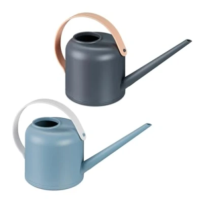 Image of Relaxdays Watering Can, Set of 2, 1.7 Litre Capacity, for Houseplants, Plastic, Gardening Pots Indoors, Long Neck, 17.5 x 13 33 cm