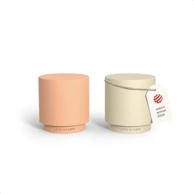 Image of LARS NYSØM Mini Salt and Pepper Shakers Set Stainless Steel with Modern Minimalist Design, Easy Refill, Small Size (Peach/Beige)