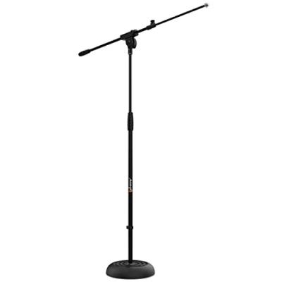 Image of Audibax Base 10 Floor Microphone Stand Round Stable Adjustable Height from 85 to 147 cm Durable Giraffe with Solid