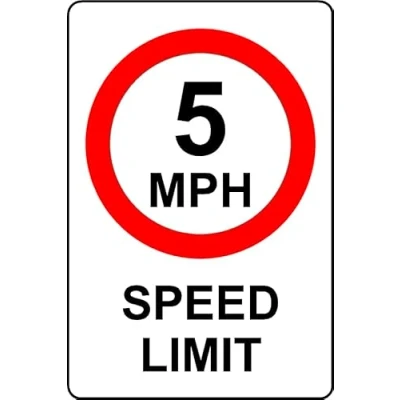 Image of 5mph Speed Limit Safety Sign 1mm Plastic (600mm x 400mm)