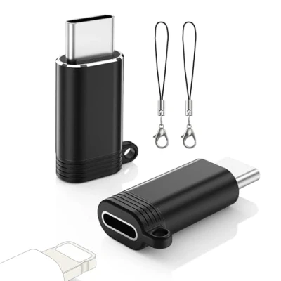 Image of MoKo 2 Pack Lightning Female to USB C Male Adapter, iPhone Adapter for 15/16 Pro/16 Pro Max/16 Plus, Galaxy S24, iPad Air/Pro, Charging/Data Transfer, NOT Audio/OTG, Black