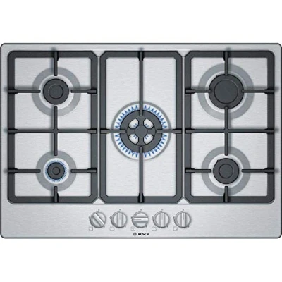 Image of Bosch Home &amp; Kitchen Appliances PGQ7B5B90 Gas hob, 75 cm, Stainless steel, Serie 4, Built in