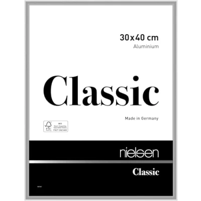 Image of nielsen Classic Photo Frame, 30x40cm Silver Aluminium Picture Frame with Protective Float Glass and Push Turn Clips Polished