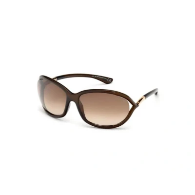 Image of TOM FORD Woman FT0008 Jennifer 692 Sunglasses Injected Brown Geometric Normal Shaded