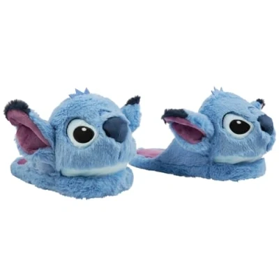 Image of Disney Stitch Ladies Slippers Fluffy Indoor House Shoes Non Slip Minnie Mouse Baby Yoda Womens Gifts (Blue Stitch, 1.5/2.5 UK)