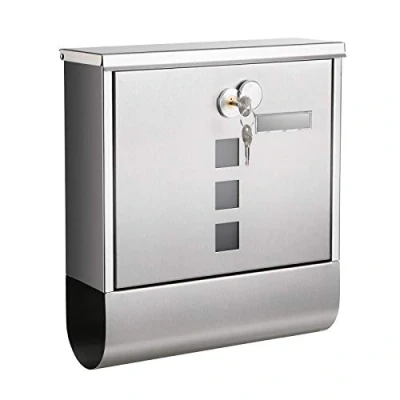 Image of SONGMICS Silver GMB020S02 Wall Mounted Post Box with Lock Cover, Viewing Windows, Name Slot, Newspaper Roller, Easy to Install,