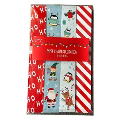 Image of eBoutik Novelty Christmas Decorations Make Your Own Traditional Paper Chain Kit Chains Self Adhesive (HOHOH)