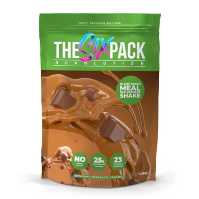 Image of The Six Pack Revolution Vegan Meal Replacement Shake, 25G Protein, 23 Vitamins + Minerals, Gluten Free, No Added Sugar, Decadent Chocolate Caramel Flavour, 30 Servings
