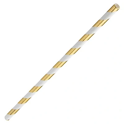 Image of Utopia Paper Straws 8&quot; Gold &amp; White, F94045, Pack of 250