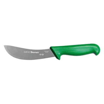 Image of Starrett Professional Skinning Knife BKG206 6 Green Handle Narrow Curved 6&quot; Sanitized Stainless Steel Blade Hunters Butchers Kitchen Chef&#039;s