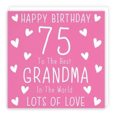 Image of Hunts England Grandma 75th Birthday Card Happy 75 To The Best In World Lots Of Love Iconic Collection
