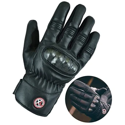 Image of Texpeed Mens Winter Motorcycle Leather Gloves Waterproof Motorbike Riding Moped Warm Short With Biker Protective CE Knuckle Armour L