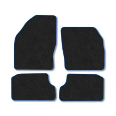 Image of Car s Compatible with withd Focus (2005 2011) [MK2] Tailored Fit Blue Trimmed Carpet Floor Set Accessory Black Custom Fitted 4 Pieces Clips Anti Slip Backing &amp; Trim Edging