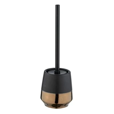 Image of IBILI Brandol Toilet Brush Holder, Ceramic, Black, 12.7 x 11.8 cm
