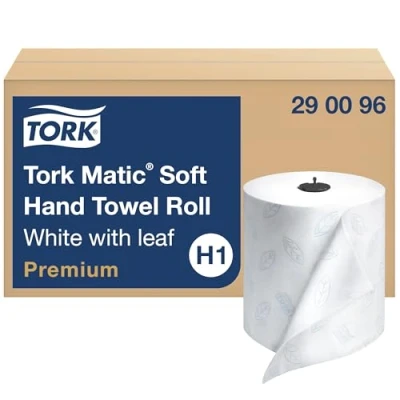 Image of Tork Matic Premium Paper Towel Roll H1, Soft Hand 290096, Quick Absorbing, Long Lasting Thick 2 Ply, White 6 Rolls x 525 ft