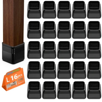 Image of Square Chair Leg Floor Protectors, Protectors for Hardwood Floors, Silicon Protection Covers, Rectangle Chairs, No Scratches and Noise