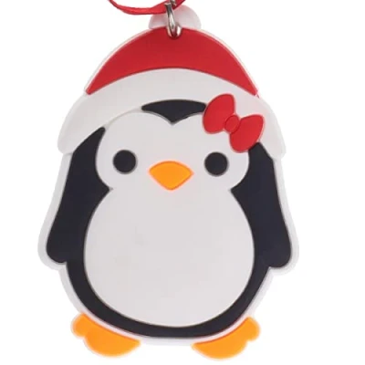 Image of Cute Penguin Hanging Christmas Tree Decoration Silicone Ornament Novelty Bauble Stocking Filler Secret Santa Colourful Multicoloured Small Gift Funny