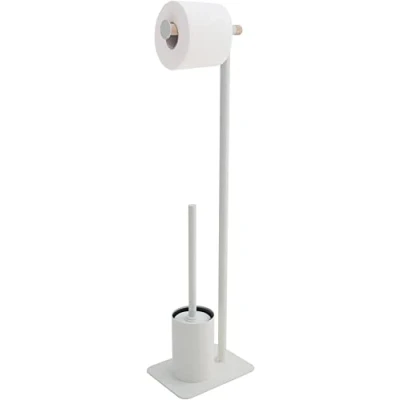 Image of Sealskin Brix Toilet Butler, Metal, Wood, White, 15 x 71.5 20 cm