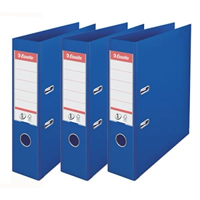 Image of Esselte N1 Set of 3 Power Lever Arch Files Back 75 mm Bright Blue