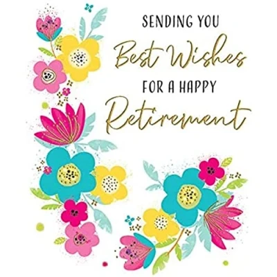 Image of Piccadilly Greetings Modern Best Wishes Happy Retirement Card 8 x 6 inches, White