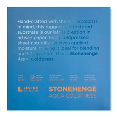 Image of Legion Stonehenge Aqua Watercolor Block, 140lb. Cold Press, 10 by inches, White, 15 Sheets (L21 SQC140WH1010)