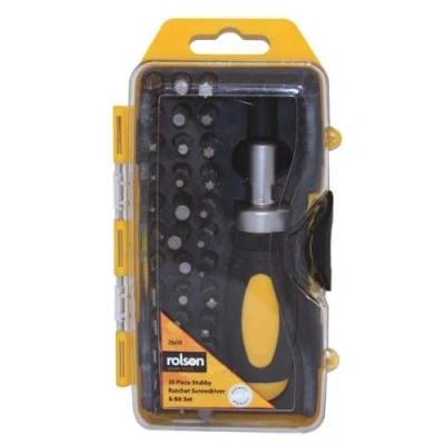 Image of Rolson 38piece Stubby Ratchet Screwdriver and Bit Set