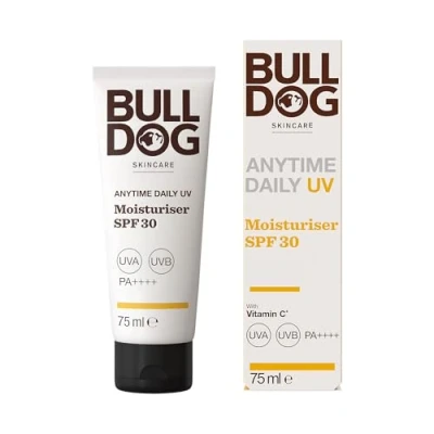 Image of BULLDOG SKINCARE Anytime Daily UV Moisturiser SPF 30 For Men 75 ml, Safflower Seed Extract, Protects &amp; Hydrates Skin, Suitable All Skins