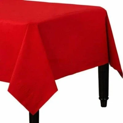 Image of Pack of 4 Paper Disposable Table Cover Tablecloth for Indoor or Outdoor All Occasion Baby Shower, Wedding, Birthday, Christmas, Halloween, Easter Party Decorations 90x90cm (Red)