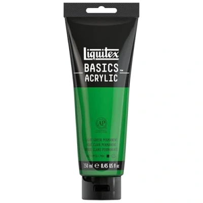 Image of LIQUITEX Basics Acrylic Paint, Light Green Permanent, 250 ml Tube