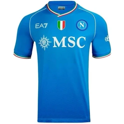 Image of SSC NAPOLI Race Shirt, EA7, Tricolour Shield, Dry Touch Technical Fabric, 2023/2024 Blue