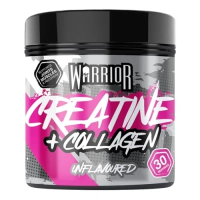 Image of Warrior Creatine Monohydrate + Collagen Powder 270g Pure Hydrolysed Peptides (Bovine) Supports Muscle Recovery Workout Supplement for Women and Men (not Tablet) 30 Servings (Unflavoured)