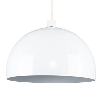 Image of MiniSun Modern Gloss White Metal Dome Ceiling Pendant Light Shade