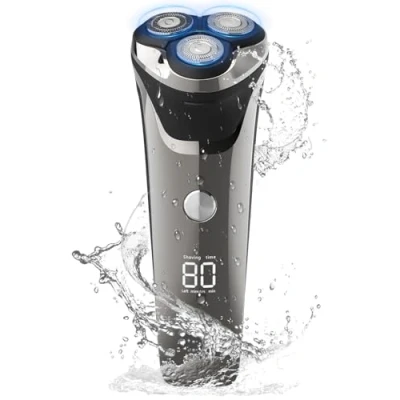 Image of Rantizon Electric Razor for Men, Professional Wet &amp; Dry Rotary Shavers Men USB Rechargeable IPX7 Waterproof with Pop up Trimmer Cordless Men&#039;s 4D