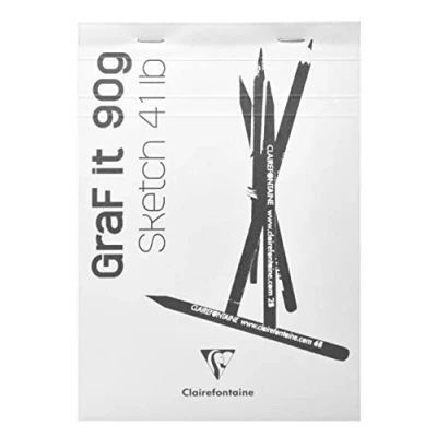 Image of Clairefontaine 96667C Graf&#039;It Stapled Pad 80 Sheets Plain Sketch Drawing Paper Detachable A6 10.5x14.8 cm 90g White Cover Pack of 5 Pads