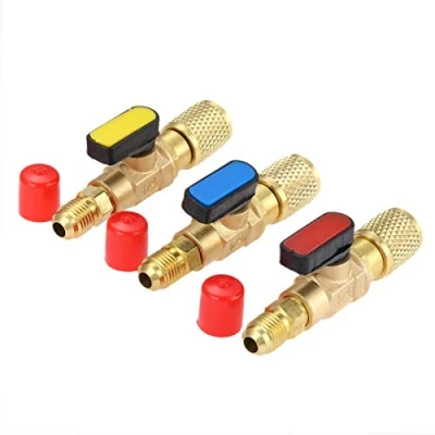 Image of SURIEEN 3 Pcs Refrigerant Compact Ball Valve Adapter 1/4&quot; SAE for R410A R134A R12 R22 AC HVAC &amp; to R134A, Fits R502 Charging Hoses