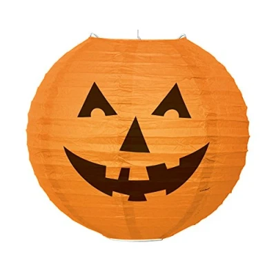 Image of Unique Party 64235 10&quot; Round Pumpkin Halloween Paper Lantern