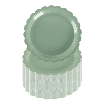 Image of PHUNAT 50PCS Green Party Plates 7&#039;&#039;/18cm, Disposable Dessert Plates, Paper Dishes, Cake Sage for Birthday, Baby Shower, Supplies Decorations